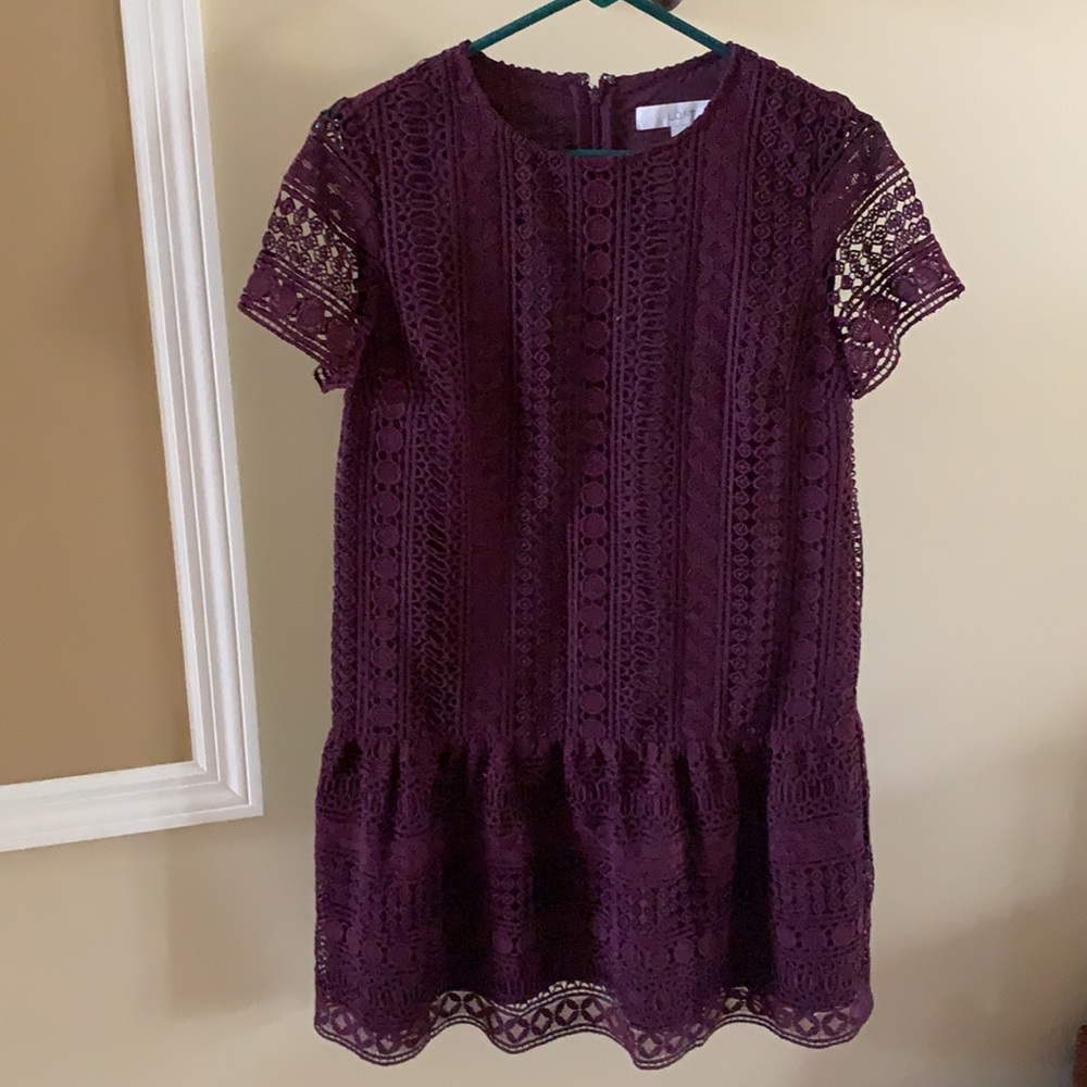 Ann Taylor Loft- burgundy lace shift dress